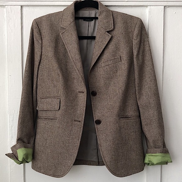 J. Crew Jackets & Blazers - J. Crew Wool & Cashmere Blend Brown & Tan Elbow Patch Boyfriend Blazer Sz S